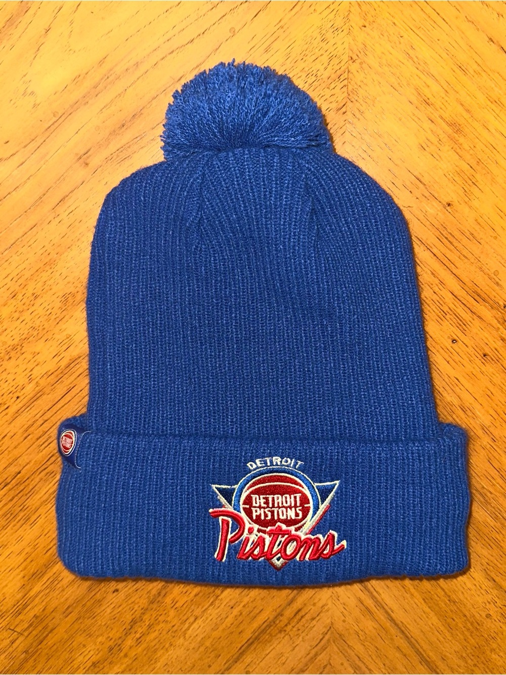 New Era Detroit Pistons NBA 75th Anniversary Beanie Hat Blue Acrylic Wool Pom